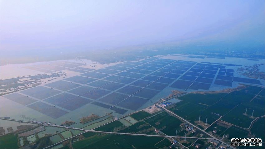 安徽阜阳南部风光电基地水面漂浮式光伏电站。受访者供图